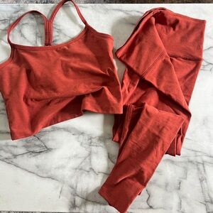 Red Athletic Crop Top and Leggings Set